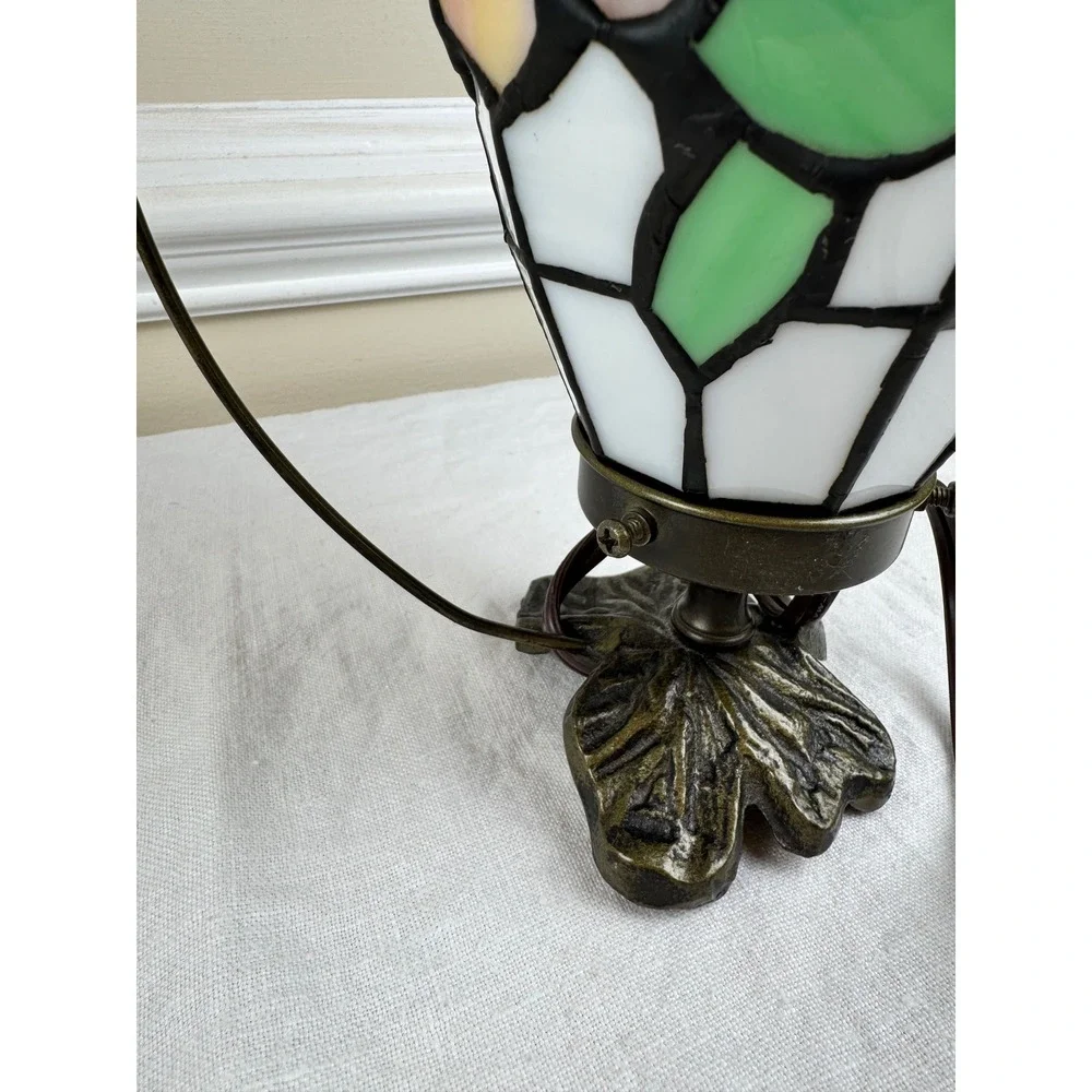 Tiffany Style Stained Glass Dragonfly Accent Lamp Multi-Color Slag Glass 11